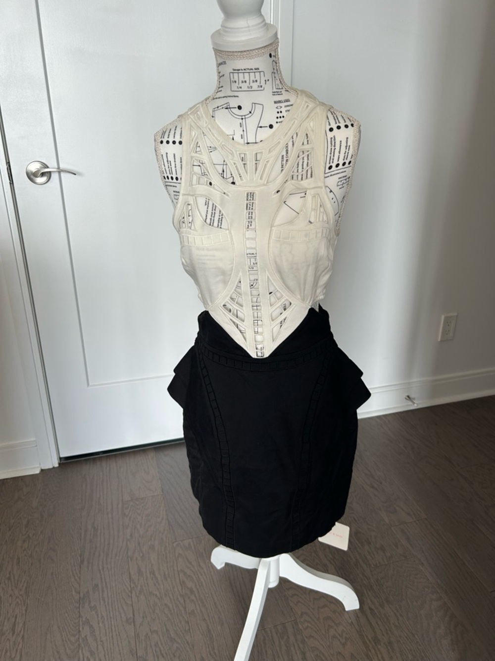 Cream Geometric Cutout Dress